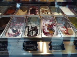 Gelato in Athens, Greece on a hot Spring day.